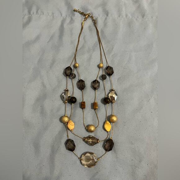 Charming Charlie Layered Beaded Necklace on Gold-tone Chains - Picture 1 of 5